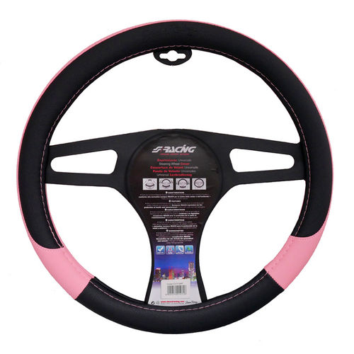 Simoni Racing Stuurwielhoes Pink Lady - 37-39cm - Zwart/Roze + Kristallen