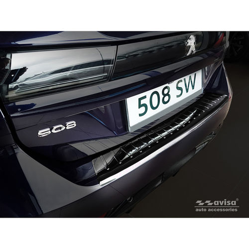 Achterbumper beschermlijst Zwart RVS Peugeot 508 II SW 2019- RIBS